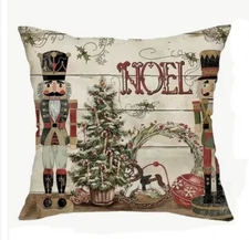 Retro Noel Nutcrackers Christmas Throw Pillow Cover Winter Holiday Home Decor