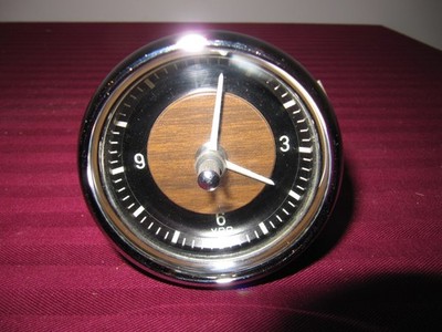 BMW VDO Kienzle Dash Clock 12 volt Dated 1967 with Wood Grain Center