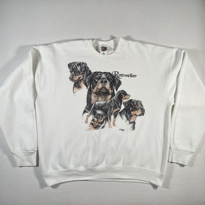 Vintage Rottweiler Dog Sweatshirt Mens 2XL White Fleece Laura Rogers USA 90s