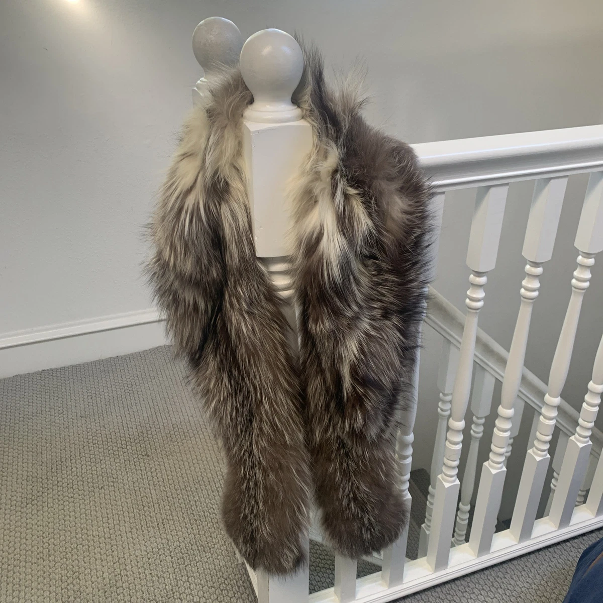 50s MINK FUR CHEVRON BUTTERY CREAM & TAUPE MCM SCARF OR BELT LUXURY 66\