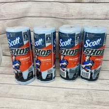 (4) Scott Shop Towels Original Blue Roll 55 Sheets Multi-Purpose Absorbent Wipes