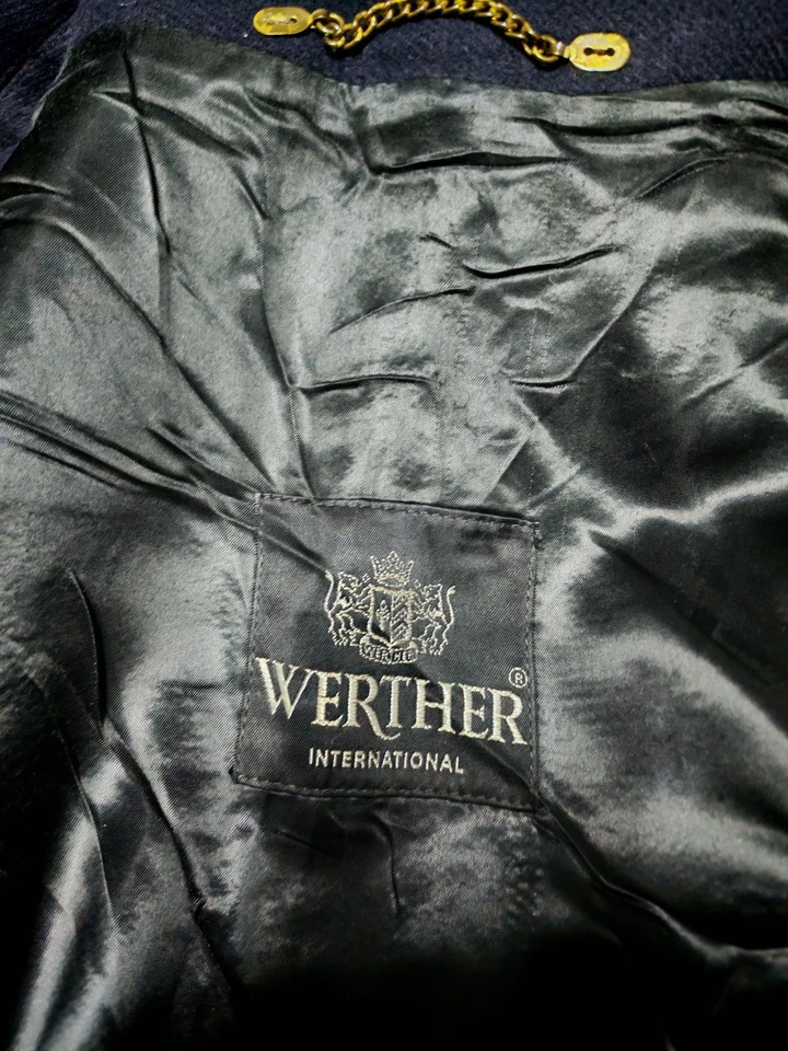 1970s Vintage Werther classic pure wool black belted raglan over coat 46R 46L - Image 2 of 4