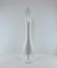 Vintage Fenton Hobnail White Milk Glass Pedestal Swung Vase, 9 Fingers, 16” Tall