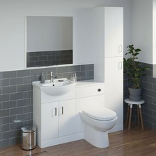 Bathroom Sink Cabinet Vanity Unit White Basin Storage Furniture Door Sink Toilet