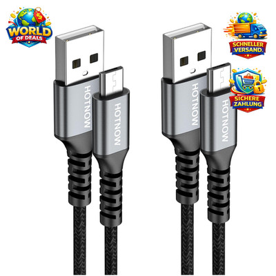 Micro USB Kabel 2m 2 Stück für Handy Tablet PS4 Kindle Galaxy Huawei