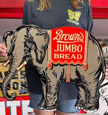 Antique Vintage Old Style Sign Elephant Brown Bread 24x20 NOT Porcelain Made USA