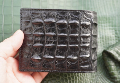 Black Double Side Real Crocodile Leather Skin MEN'S BIFOLD Wallet - NO ZIPPER T4