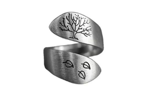 NEW Women’s Brushed 925 Sterling Silver Adjustable Tree Of Life Wrap Ring - Picture 3 of 16