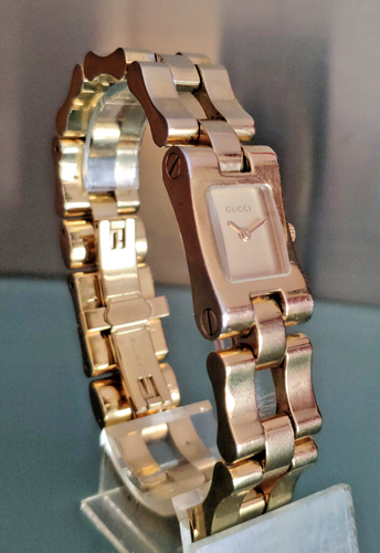 swissmade Gucci 2305L Luxus Quarz 2-Zeiger Damenarmbanduhr Stahl/Stahl vergoldet - Bild 2 von 9
