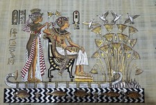 King Tut journey on the Nile , Vintage Egyptian  Hand made papyrus, 16"×12", 