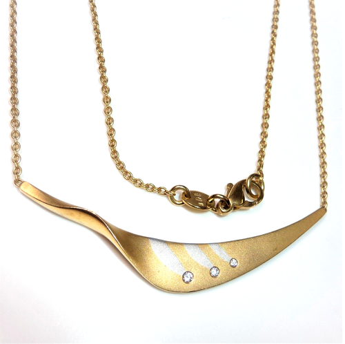 Kette Collier 750 Gold u Platin mit Diamanten 41 cm lang 10,2g Handarbeit Unikat - 第 1/11 張圖片