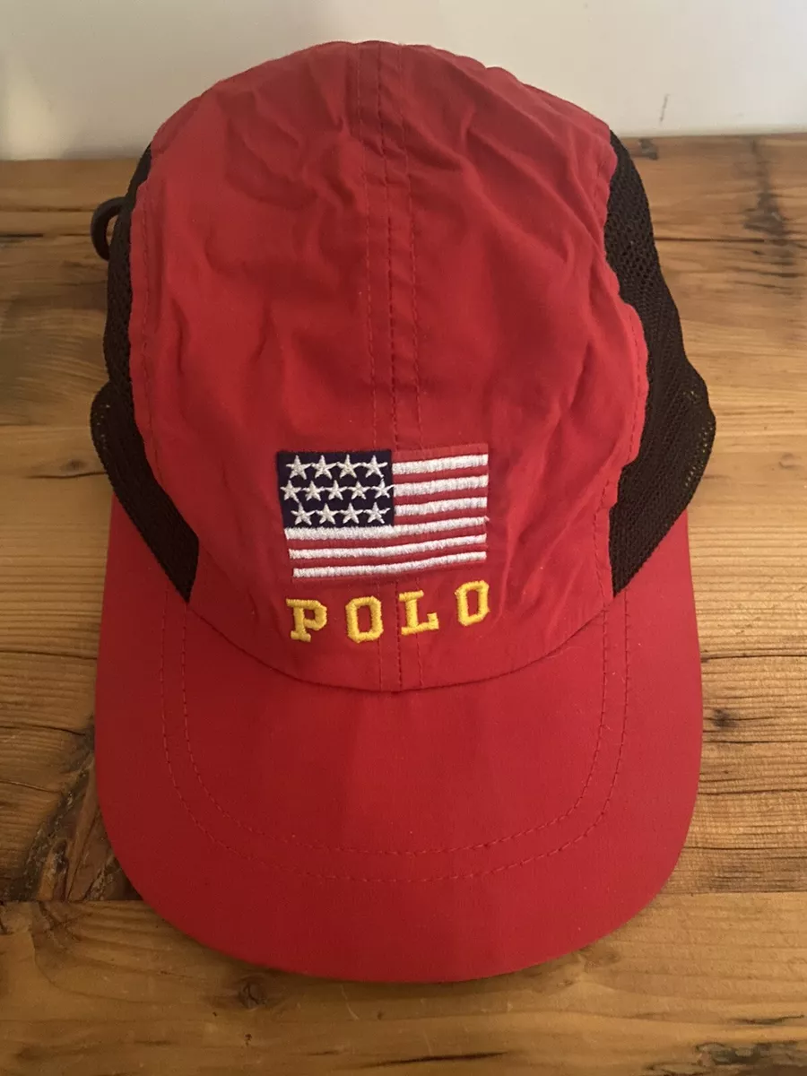 Rare VINTAGE Polo Sport Ralph Lauren Flag Nylon Mesh Cap OG Not Custom hat MINT