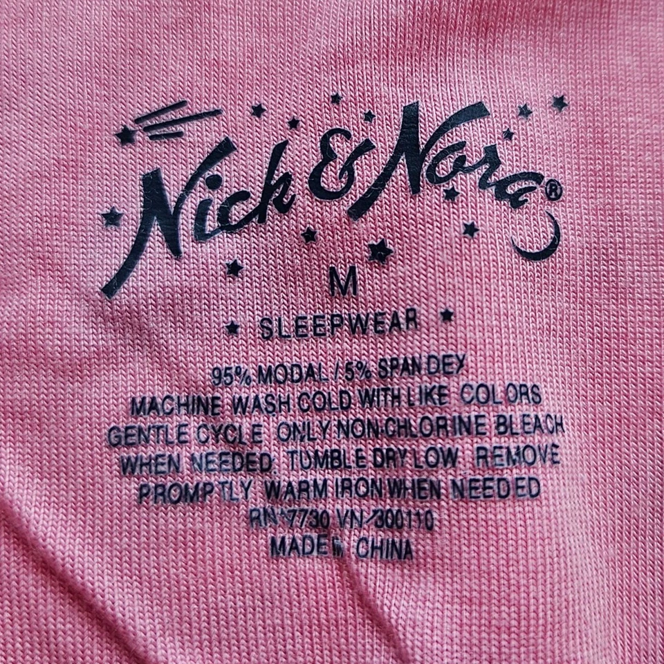 Pijama feminino Nick & Nora PJs M rosa mistura modal costura artesanato 2 peças - Imagem 2 de 4