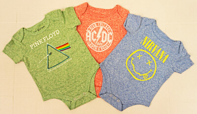One Piece Bodysuit Baby Infant Romper Pink Floyd AC//DC Nirvana 6-9m New