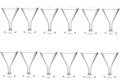 ALL SEASONS 12 x Plastic Martini Glasses Clear Cocktail Drinking Party Glass 200ml 20cl