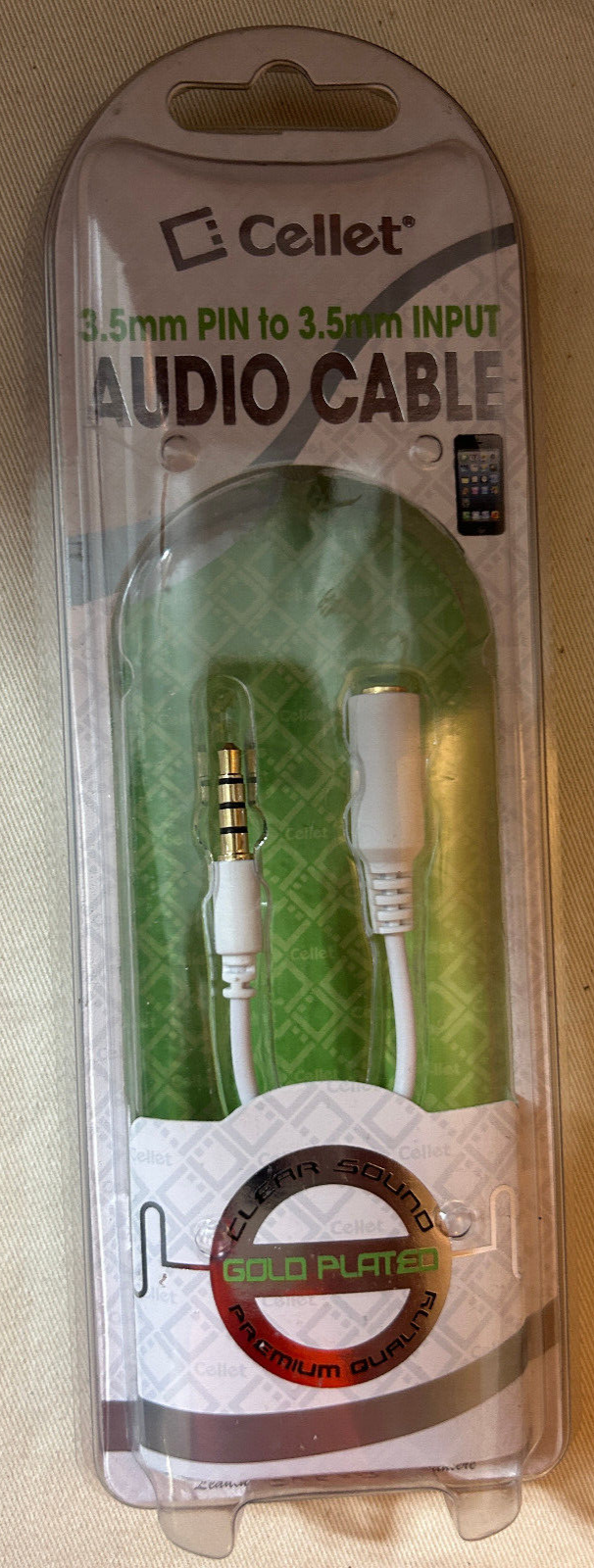 Gold Plated 3.5mm Slim Headset Extension Cable for Smartphones by Cellet NIB-image