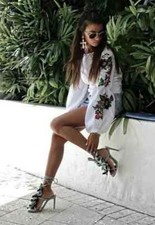 ZARA SANDALO SCARPE TACCO ALTO ALLA CAVIGLIA ALLACCIATE BLU CIELO VERDE MARE/ARRUFFATE UK 7 EU 40