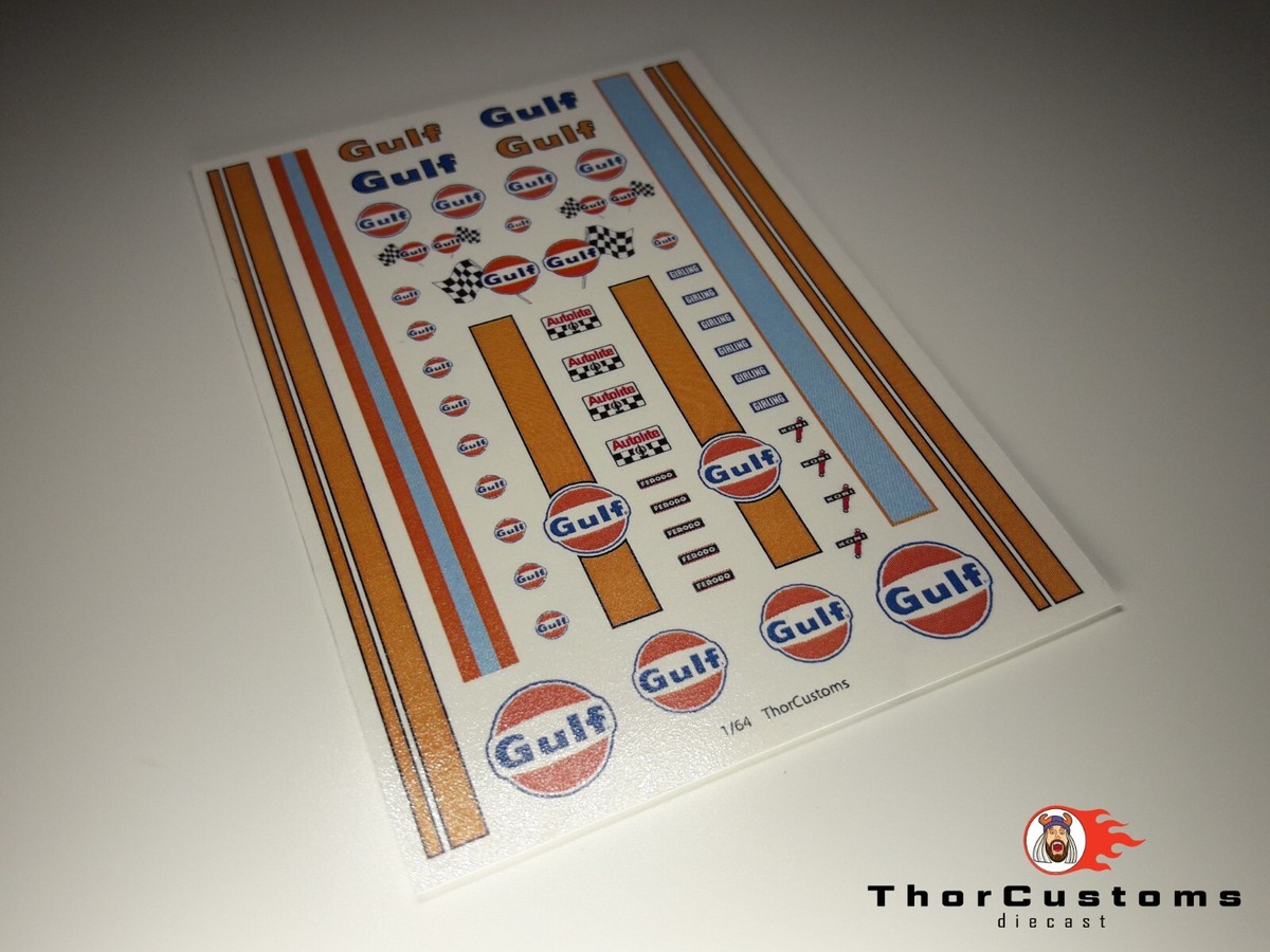 Water-Slide Decals Clear 1/64 Scale - Gulf, For Hot Wheels, Matchbox - Foto 13