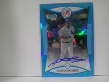 2008 BOWMAN CHROME BLUE REFRACTOR ROOKIE AUTO #256 AUSTIN ROMINE YANKEES SP#/150