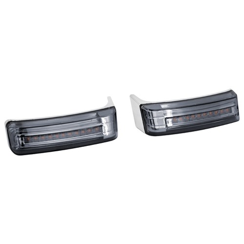Chrome Saddlebag LED Turn Signal Brake Lights w/ Smoke Lens For Harley Touring - Picture 6 of 13