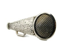 Cheerleading Megaphone Pin Silver Tone