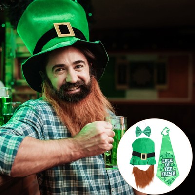  Hunter Green Tie Tan Ties for Men St. Patrick's Day Hat Necktie