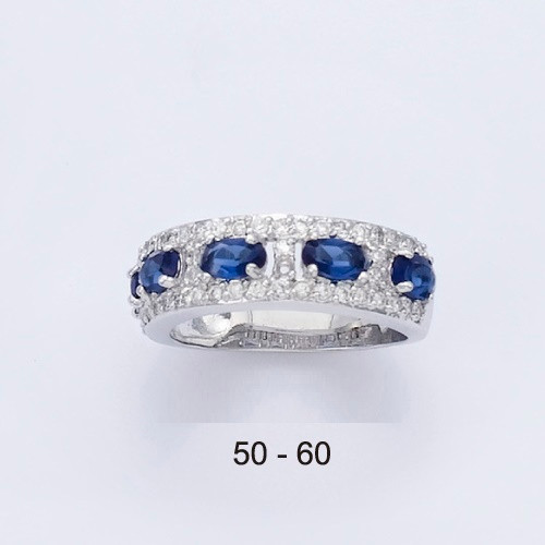 Alliance Dolly-Bijoux Taille 60 En Argent 925 Rhodié Sertie Saphir Et Diamants CZ - Neuve