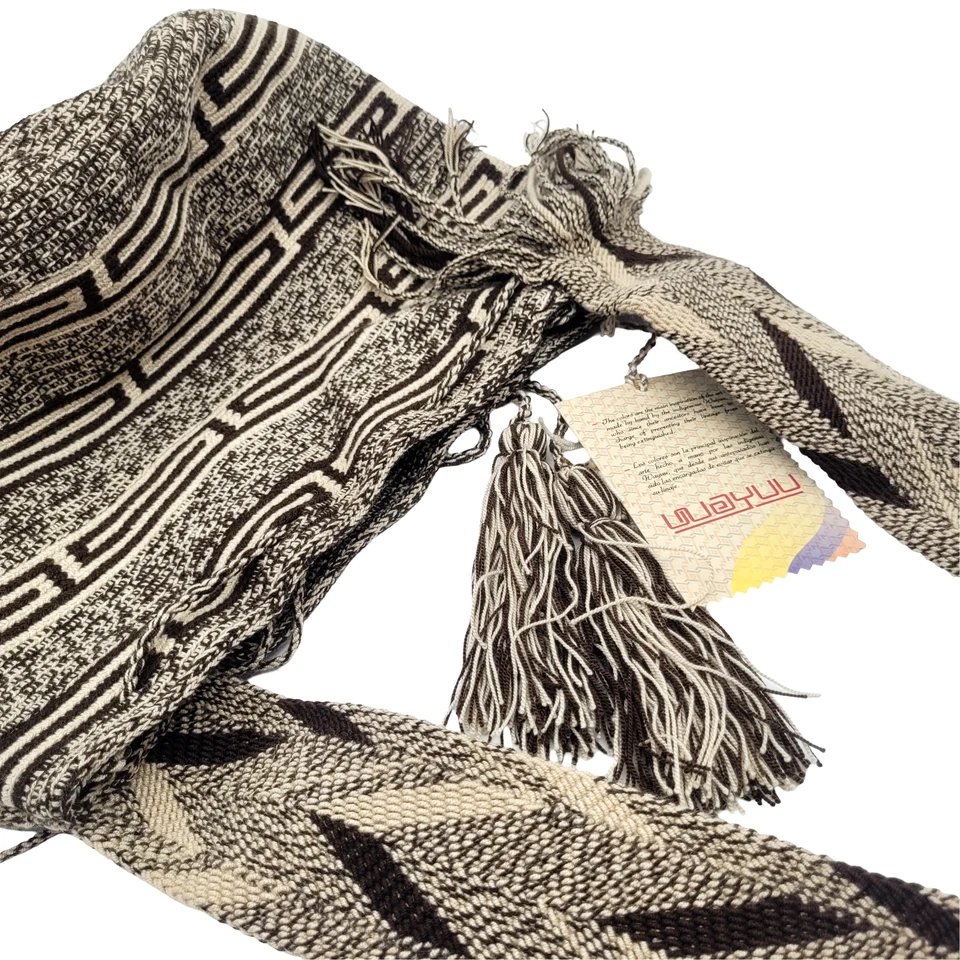 2 COLORES 🇨🇴 Bolso Boho Cubo Marrón Grande Colombiano Hecho a Mano Tribu Wayuu Foto 3 de 4