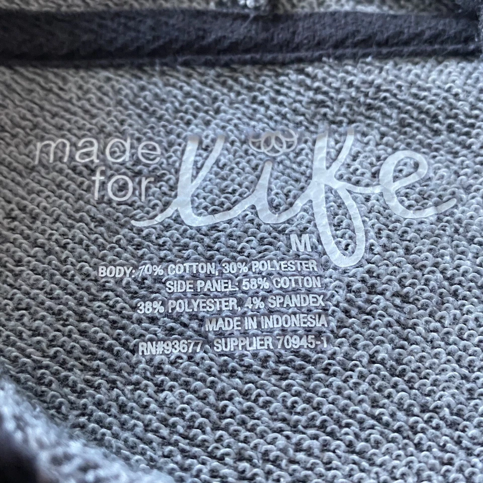 Suéter Made For Life Mujer Gris/Negro Manga Larga Cremallera Completa Talla Mediana Foto 3 de 4