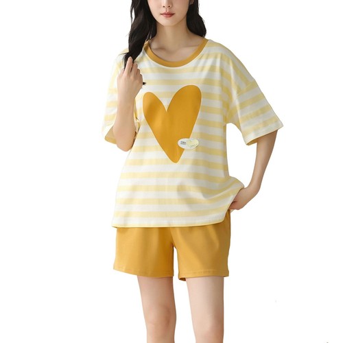 Women Cute Pajama Set Short Sleeve Crew Neck Shorts Summer Cartoon 2 Piece Pjs - Picture 23 of 92