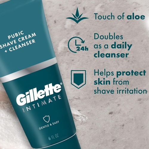Gillette Male Intimate 2-in-1 Pubic Shave Cream and Cleanser 6 OZ Pack of 6 - Picture 4 of 9