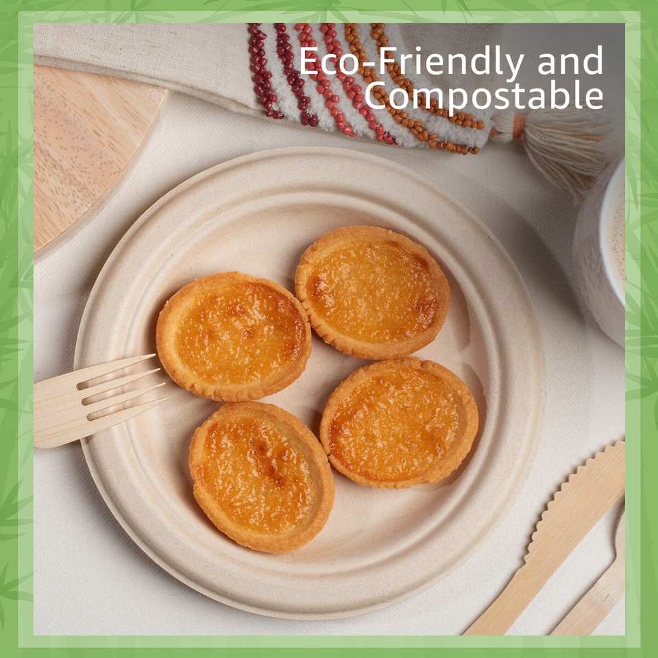 Ibambo Bamboo Disposable Paper Plates - Compostable Plate, PFAS Free | eBay