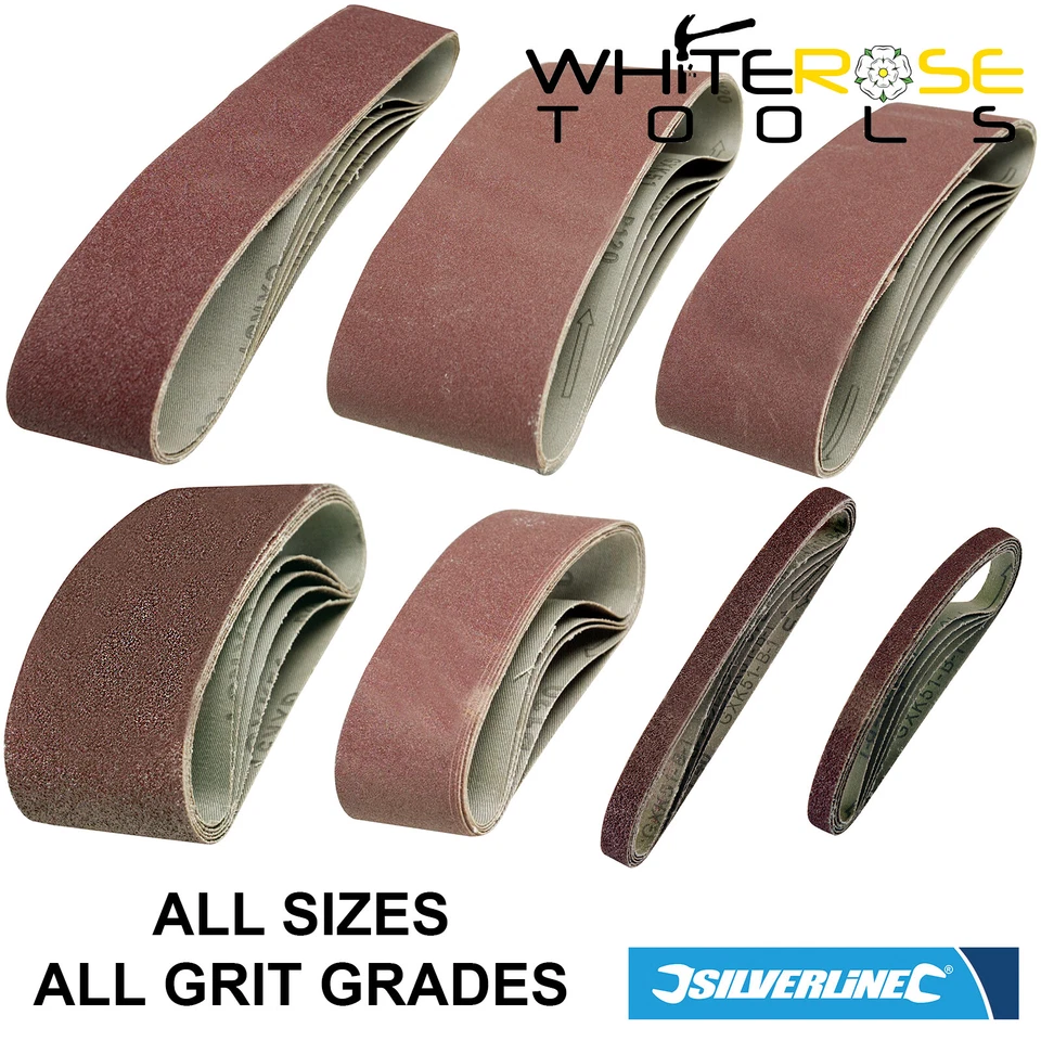 Silverline Sanding Belts Belt Sander Sheets All Sizes Grits 5 Pack Sandpaper