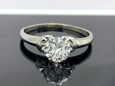 Diamond Engagement Ring 0.90ct 18k White Gold Round Solitaire Women's Size 8.5