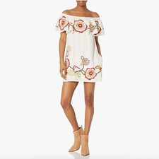Sale! $280 Red Carter Ivory Floral Embroidered Mini Dress Size XS