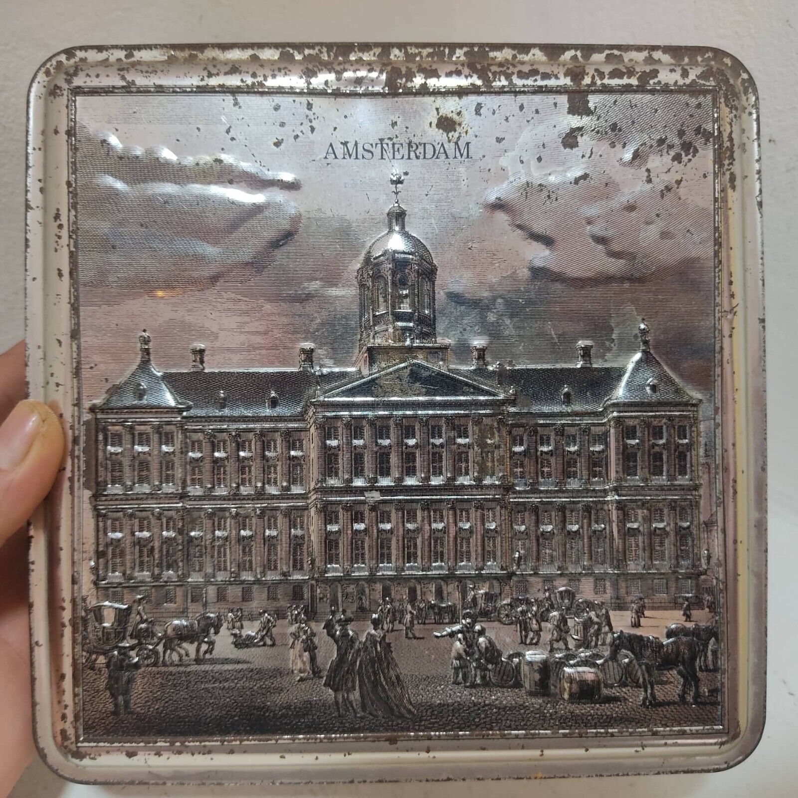 onpeilbaar doden tent Vintage Metal Empty Old Chocolate Box Primitive Iron Amsterdam Palace  Holland | eBay