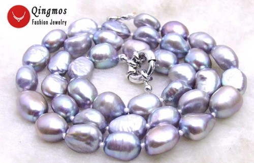 7-9mm Baroque Natural Freshwater Gray Pearl Necklace for Women 17" Chokers - Imagen 3 de 4
