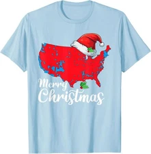 Merry Christmas Trump Patriotic Usa Map 2024 Santa Unisex T-Shirt