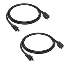 2-Pack 3ft Extension Cord Outdoor 16 SJTW AWG Heavy Duty Power Cord 3 Prong N...