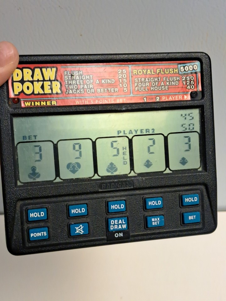 Vtg Draw Poker Royal Flush 5000 Radica Model 1410 Handheld Electronic Game Works eBay
