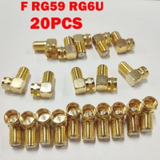 20X 90Degree Right Angle Gold Plated F RG59 RG6U Coaxial Coax Connectors Adapter