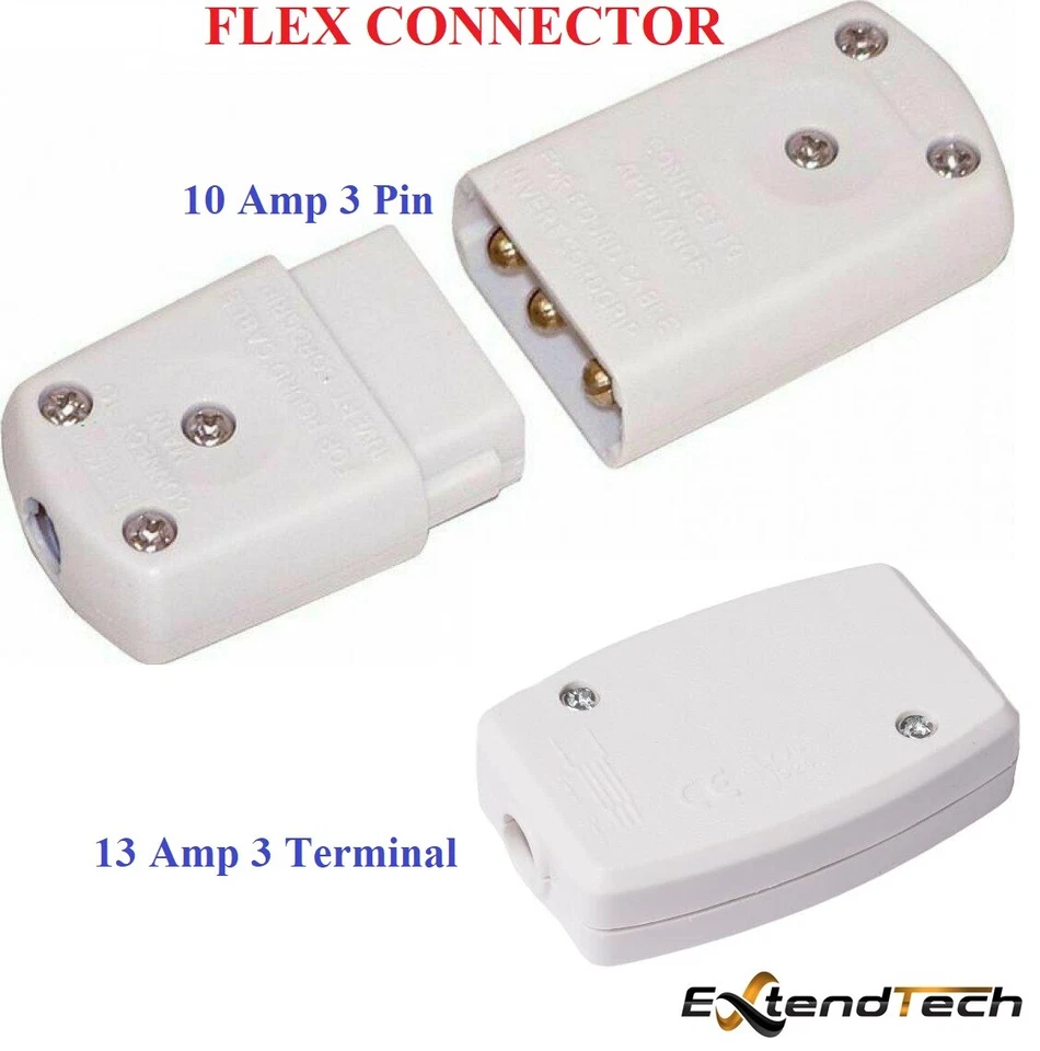 FLEX CONNECTOR IN LINE ELECTRICAL PLUG CABLE WIRE JOINER UKCE