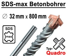 SDS-MAX Quadro Bohrer Ø 32 mm x 800 mm Lang Hammerbohrer Betonbohrer Steinbohrer