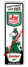 Sinclair Dino S&H Green Stamps Sign, Flat Metal Garage Art HDGA