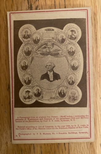 Unusual 1866 Declaration of Independence - George Washington Artwork CDV - Picture 1 of 3