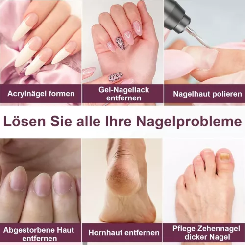 Profi Nagelfräser Kabellos mit Akku Elektrische Nagelfeile Fräser 3 Stufe USB-C - Bild 9 von 16