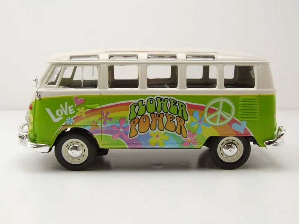 VW T1 Samba Bus Hippie Line Verde Modellino 1:25 1:24 Maisto - Immagine 3 di 4
