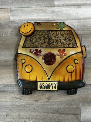 3D Metal Hippie Van Flower Power  Groovy  25 x25  Large Peace Sign Smily Face***