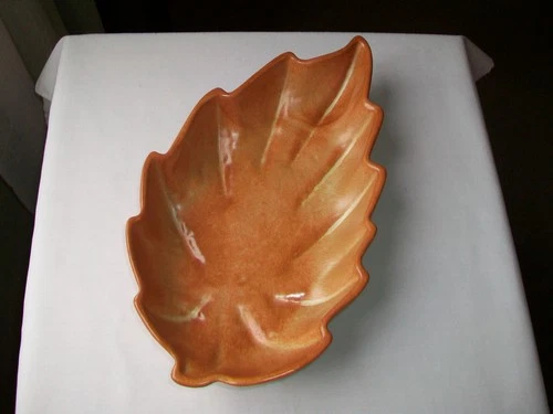 VINTAGE GRACETONE BY FRANKOMA LEAF BOWL DISH #126 11 1/4" X 6 1/4" CINNAMON HTF