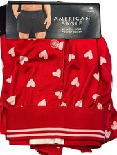 NWT AMERICAN EAGLE Ultra Soft Pocket Boxer Sz XS-S-M-L-XL Red White Hearts 21